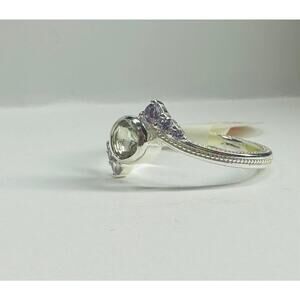 Sterling Silver SMOKEY Topaz ROUND Stone Ribbon Cut Ring NWT Size 10